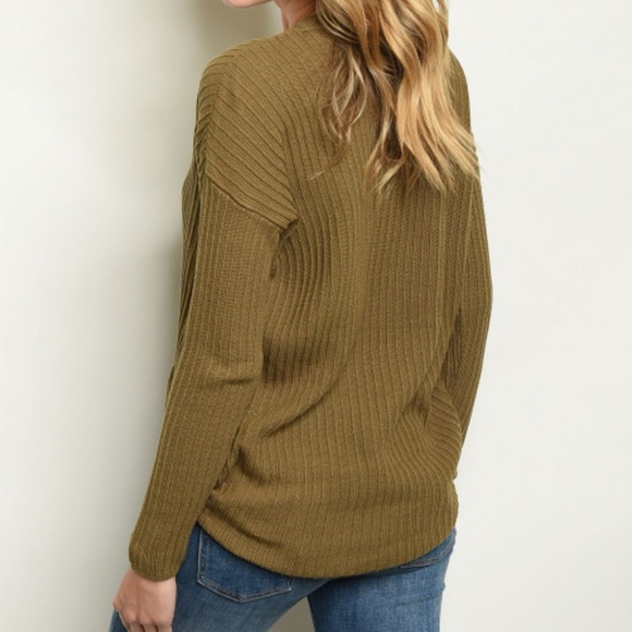 OLIVE KNIT RIBBED TOP - Picture 4 of 8